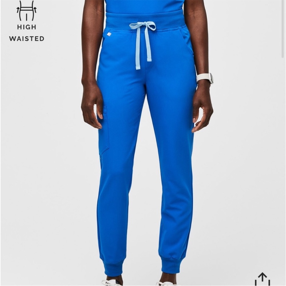 FIGS Women's High Waisted Zamora Jogger Scrub Pants Blue
